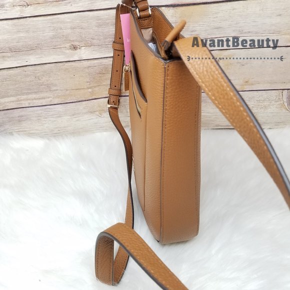 kate Spade New York Leila Top Zipper Crossbody Ginger Brown Large Front Zip Pock - Picture 7 of 10